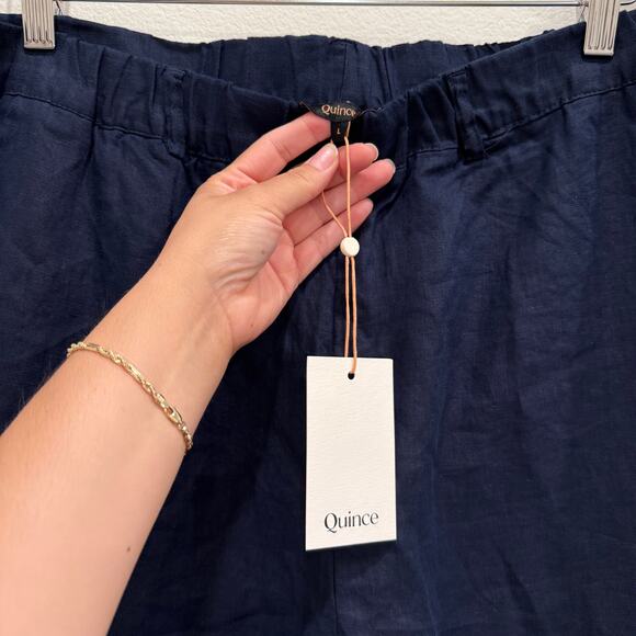 NWT Quince Women’s Large Navy Linen Pants Lightweight Summer Minimalist - Picture 4 of 9